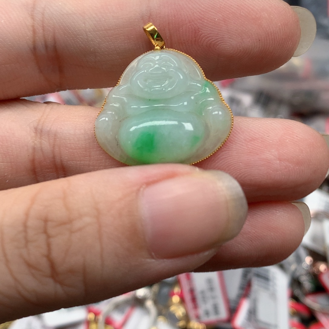 翡翠戒指18K金镶嵌