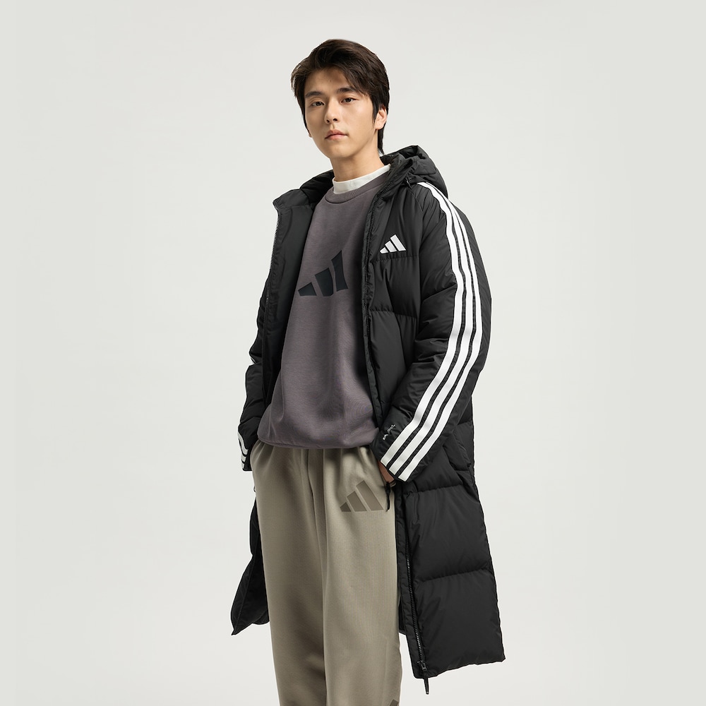 Adidas 拒水防风保暖长款600蓬鸭绒连帽羽绒服 KC2498