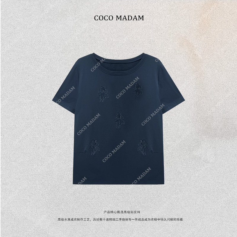 NIUNIU ·T-322 重工刺绣亮片金鱼T恤上衣