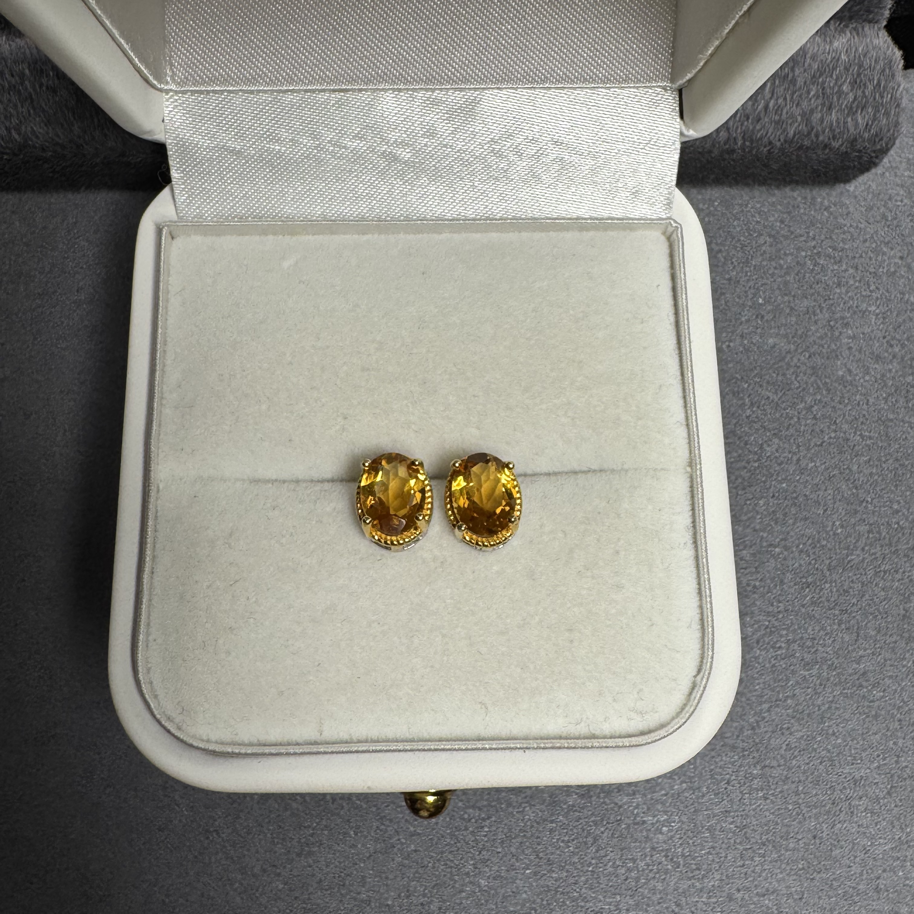 世纪珠宝S925银天然暴力黄耳钉 简单精致