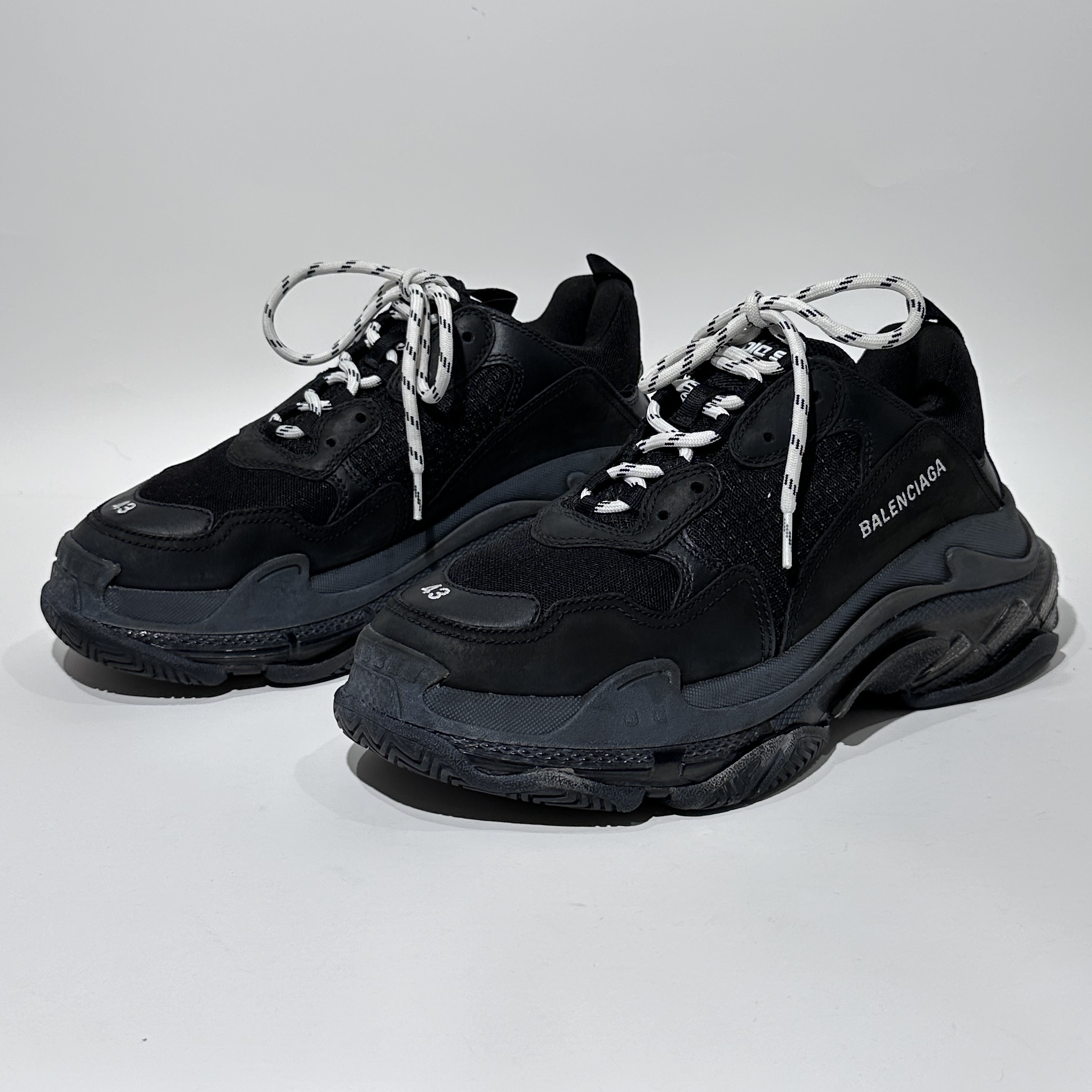 99新 Balenciaga/巴黎世家 43码 Triples 黑色气垫老爹鞋/WX80199