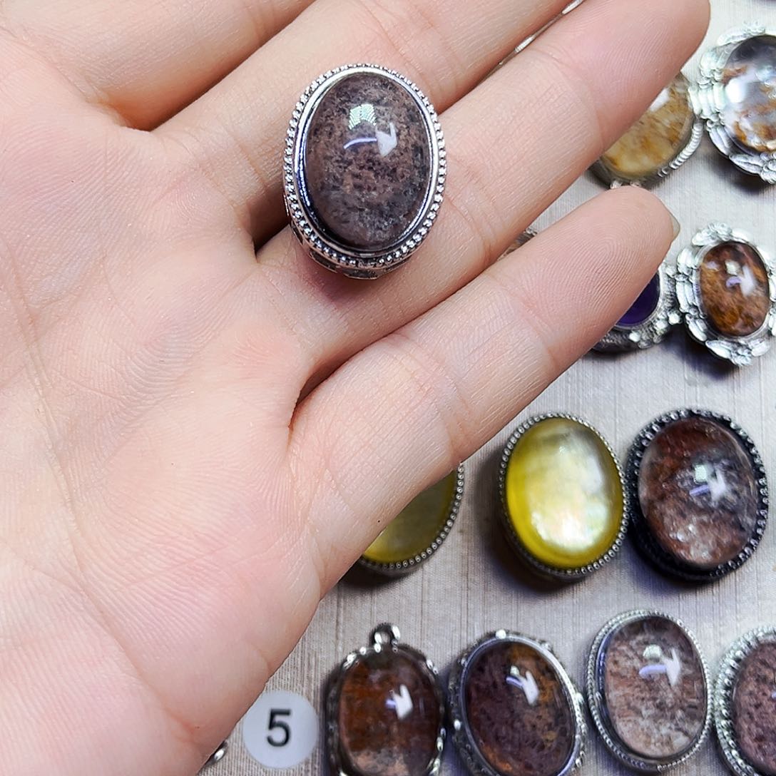 水晶戒指银S800镀金镶嵌橙**子