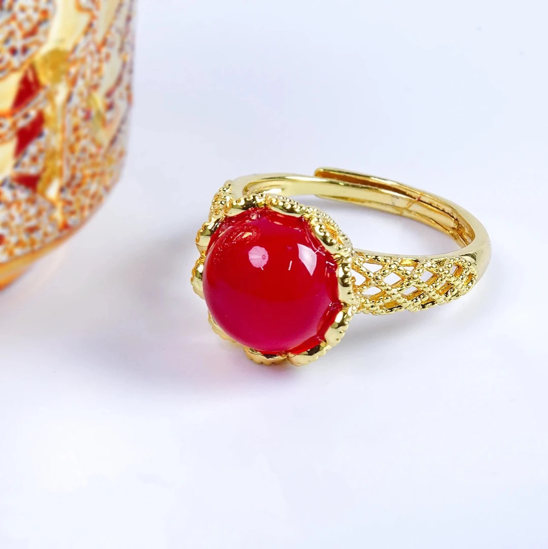  百搭红色莲花戒指-DCC-1A