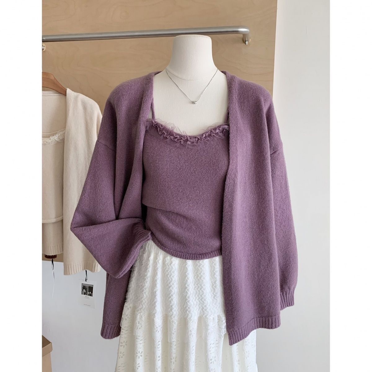 百搭针织厚款减龄慵懒风毛针织衫设计感温柔薄款开衫