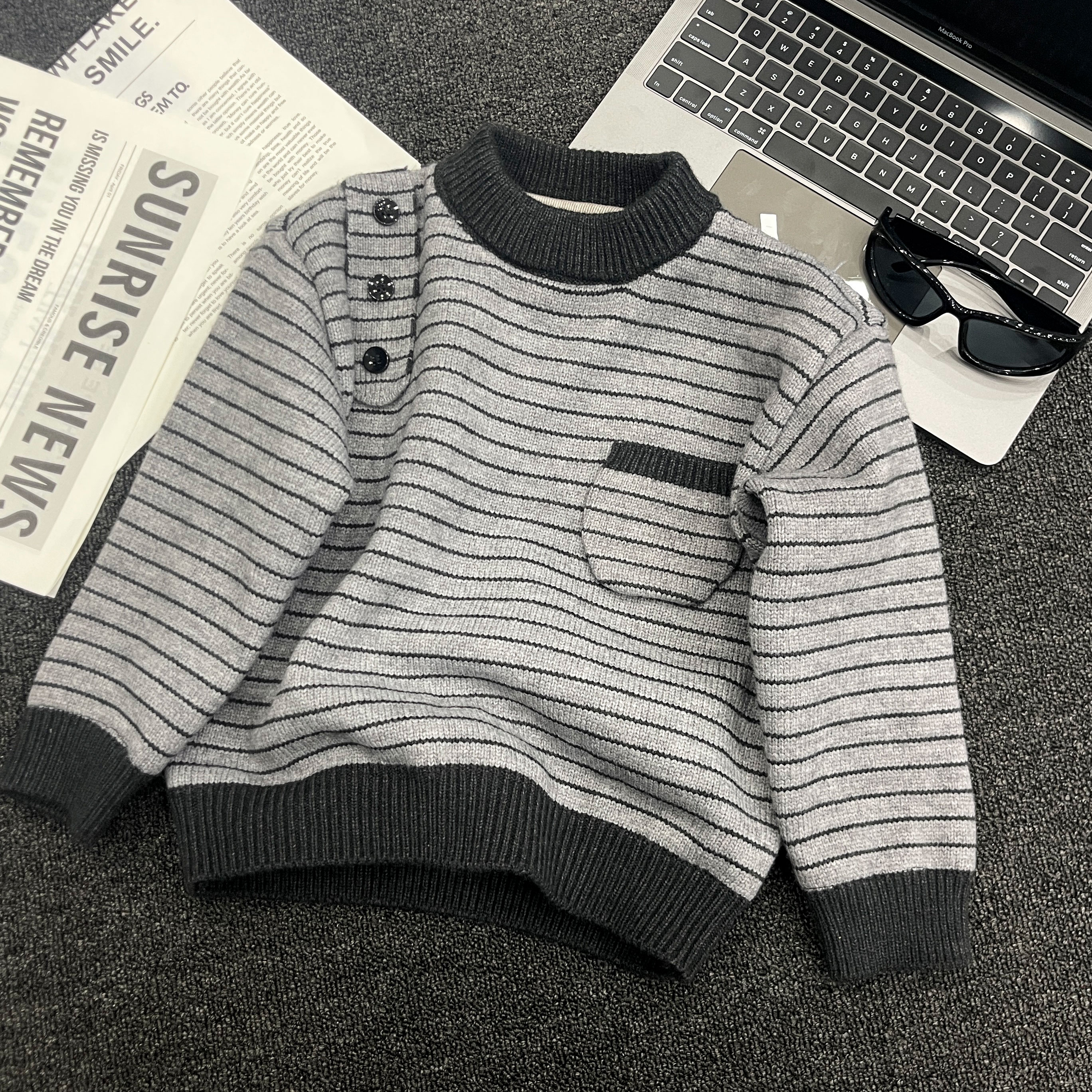 【棉逗熊品牌】男童韩版冬季休闲男童时尚百搭酷帅毛衣-17735