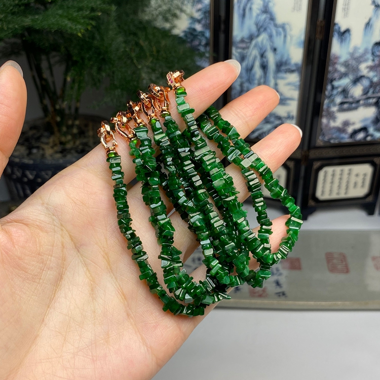 满绿岁岁平安手串 天然翡翠A货