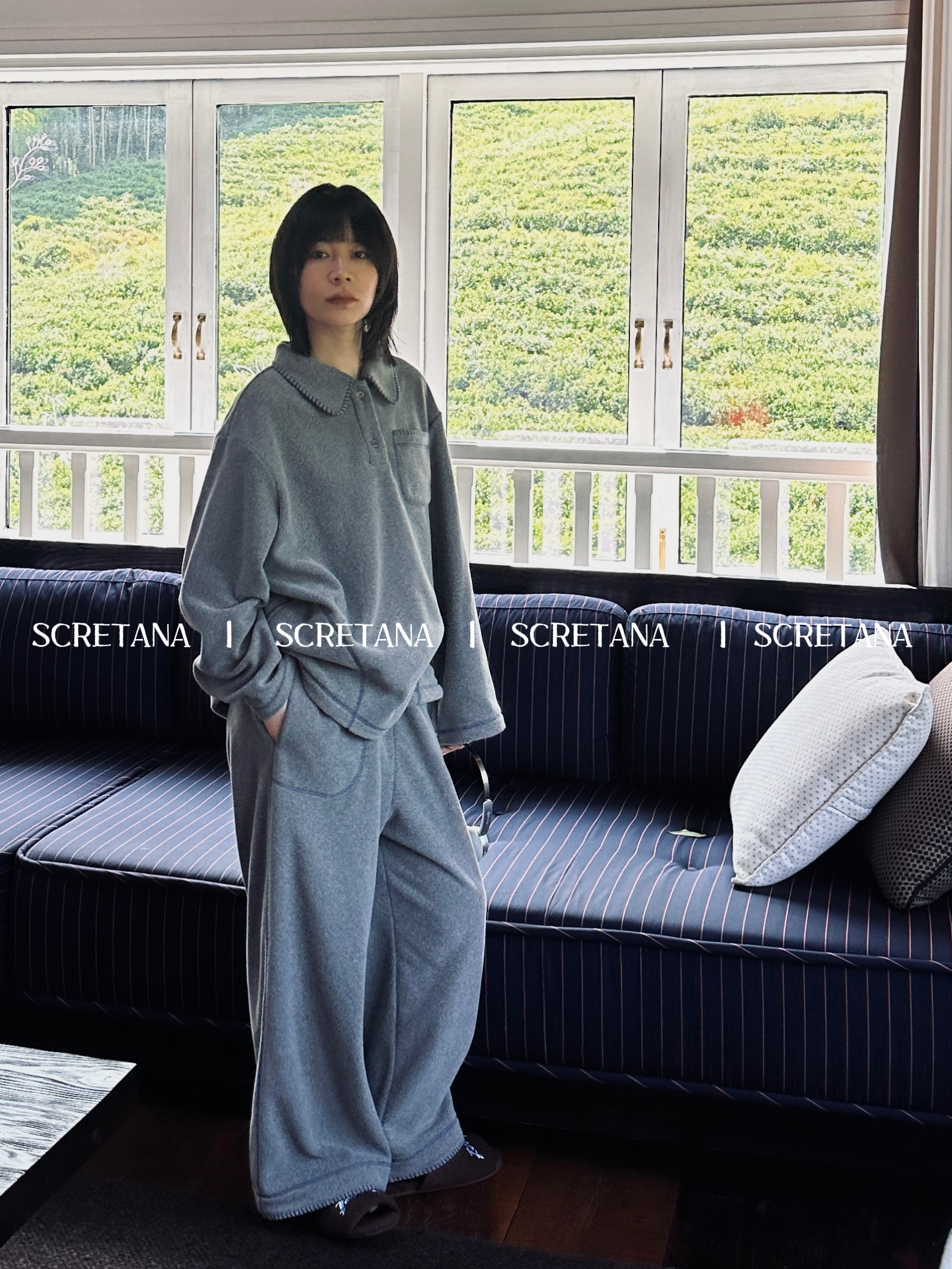 SCRETANA/安娜的秘密贝斯特情侣秋冬睡衣极简风可外穿家居服套装