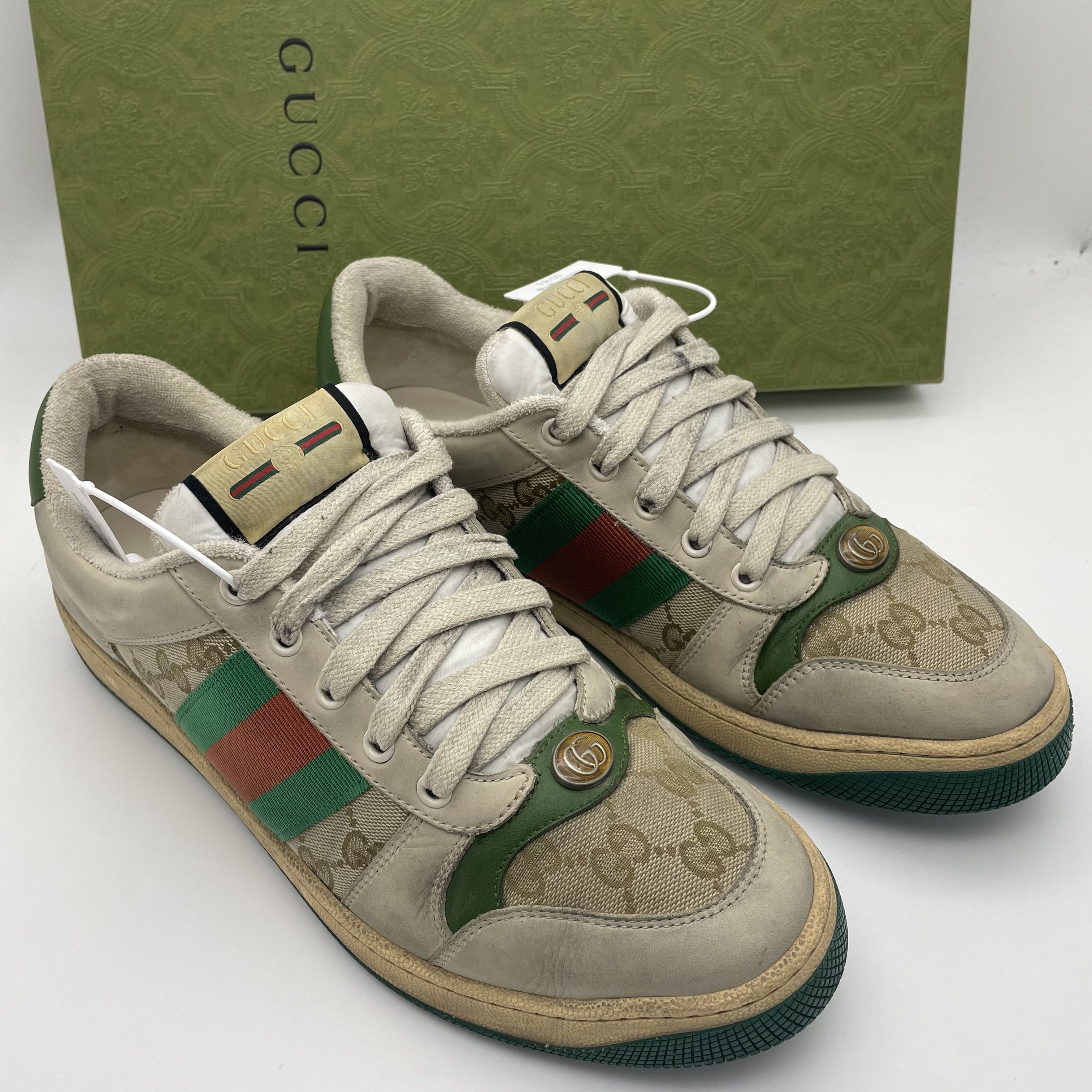 95新 GUCCI/古驰 /42欧码/二手男士/经典乌木色老花时尚脏脏鞋