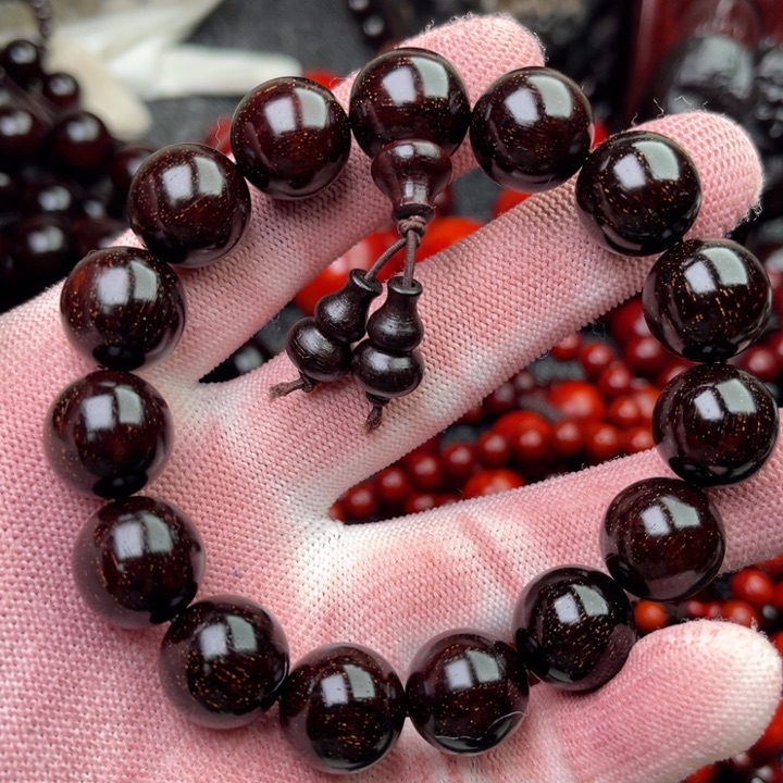 前***锦手串/手链染料紫檀（血檀）1.5满星