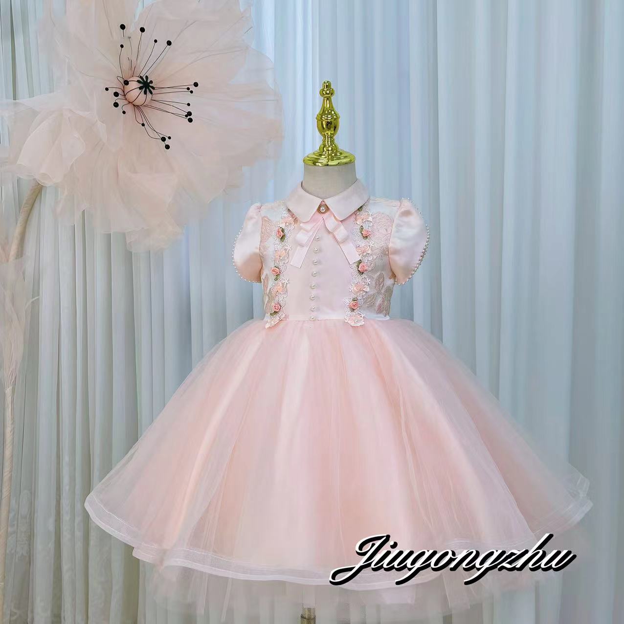 【粉色衬衫领】（断码清仓）女童生日公主裙走秀高端儿童礼服花童婚礼