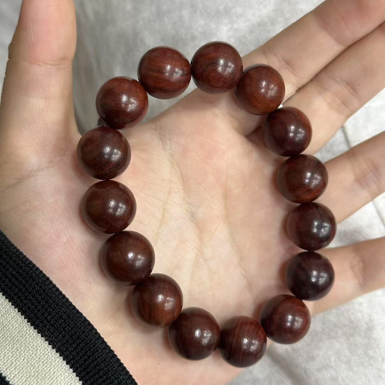 红檀圆珠单圈手串卡15无礼盒铁木豆 361