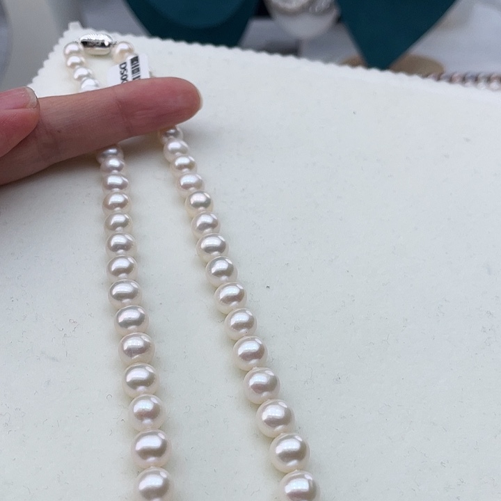 淡水珍珠颈饰银S925镶嵌卡8极光炫彩高品