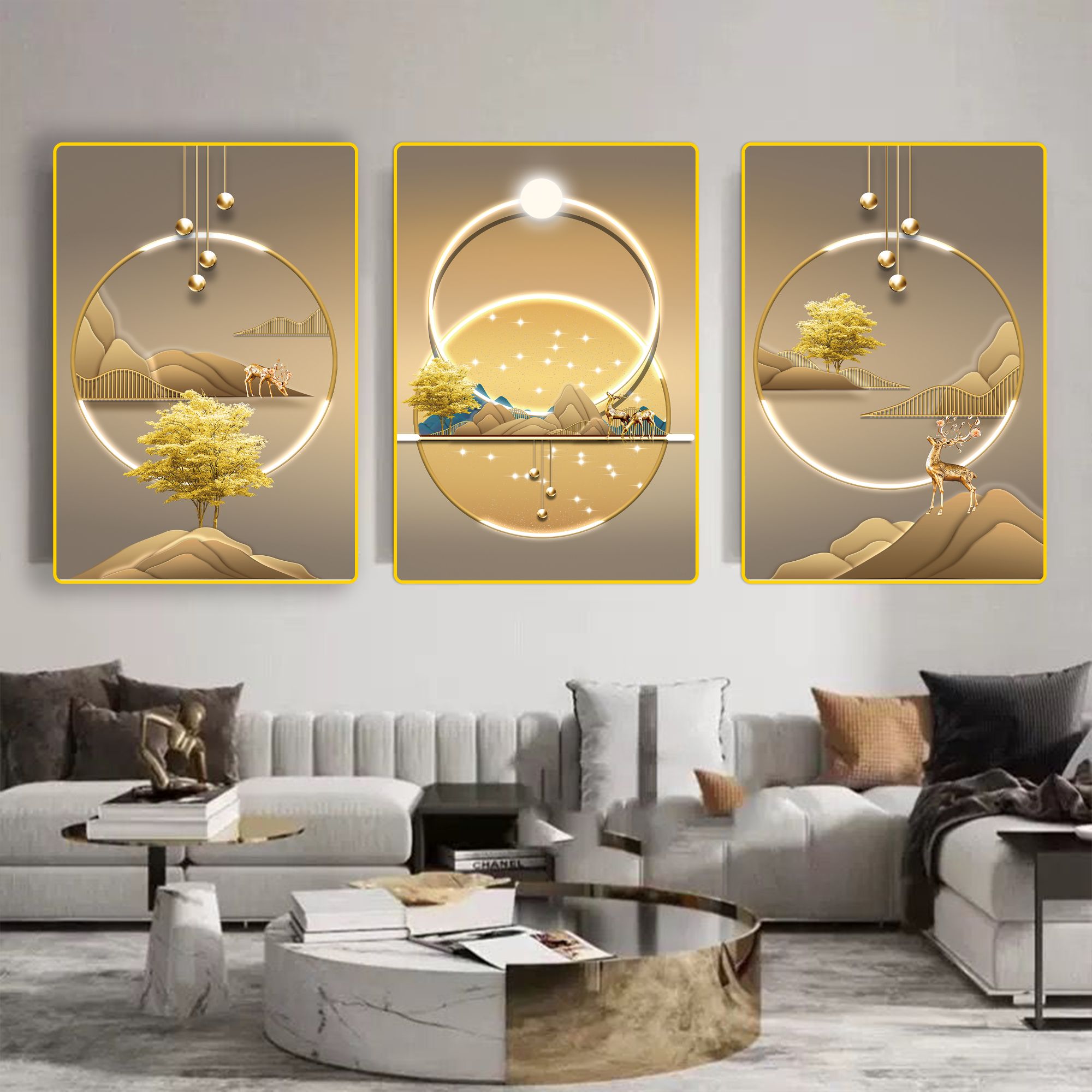 S001北欧客厅装饰画三联沙发背景墙挂画现代简约大气餐厅卧室墙画