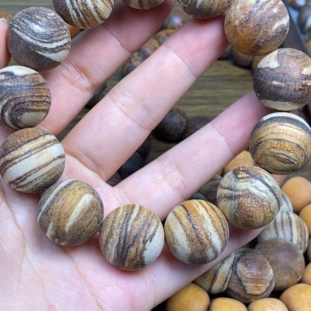 贡木手串/手链1.8橘色妖花虎皮