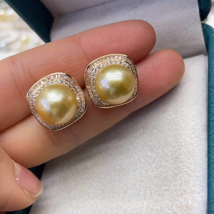 海水珍珠耳饰银S925镶嵌