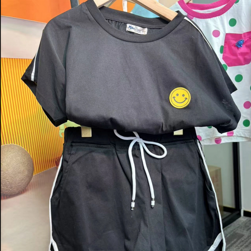 儿童休闲春秋女夏季运动套装牛仔百搭短裤中性风1019