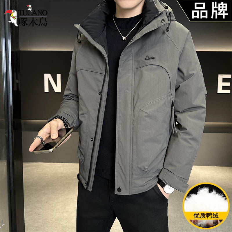 TUCANO/啄木鳥鸭绒外套男士冬季工装连帽羽绒服保暖冲锋衣防寒服