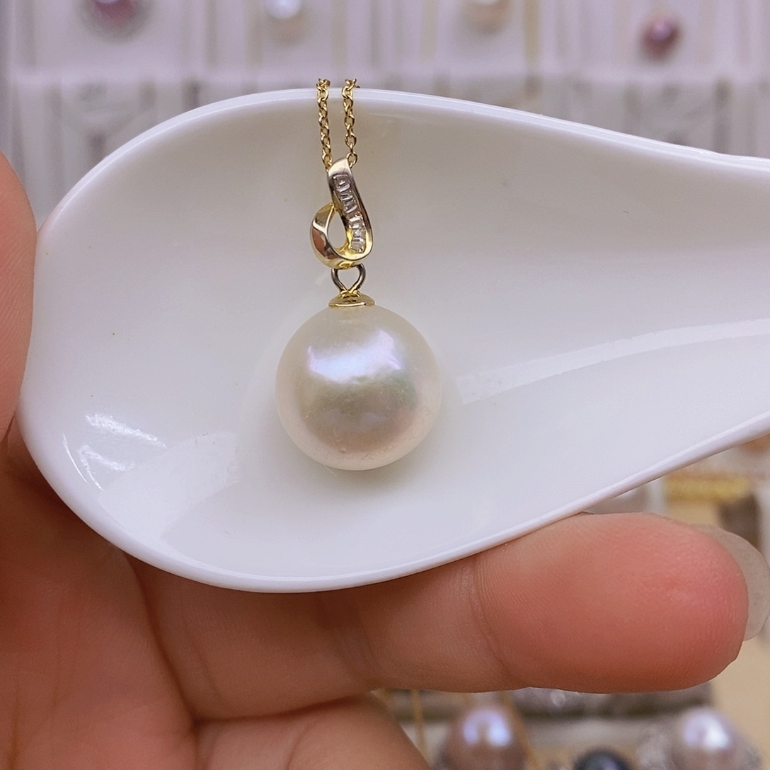 淡水珍珠银S925镶嵌吊坠(赠链)