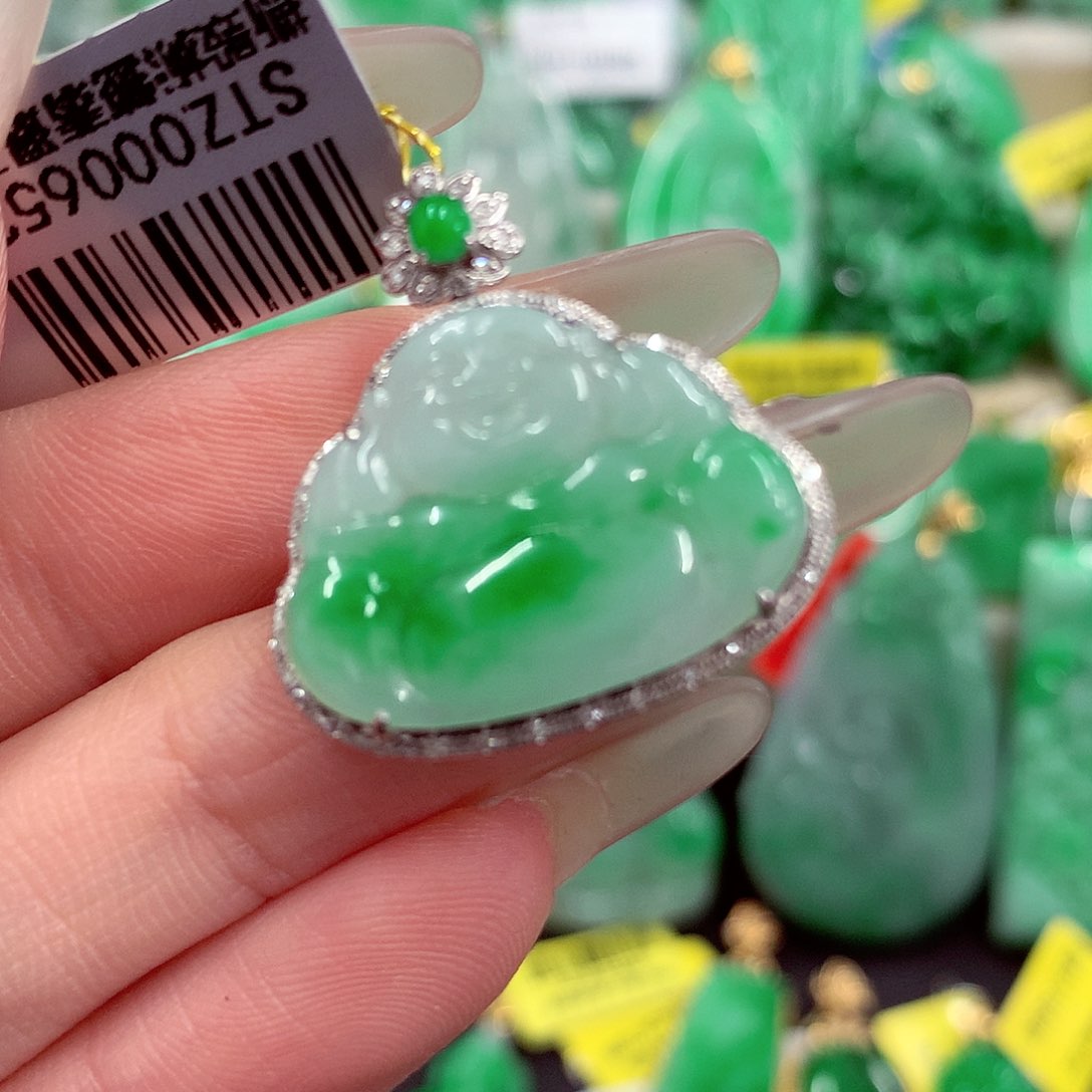 翡翠18K金镶嵌吊坠(不含链)