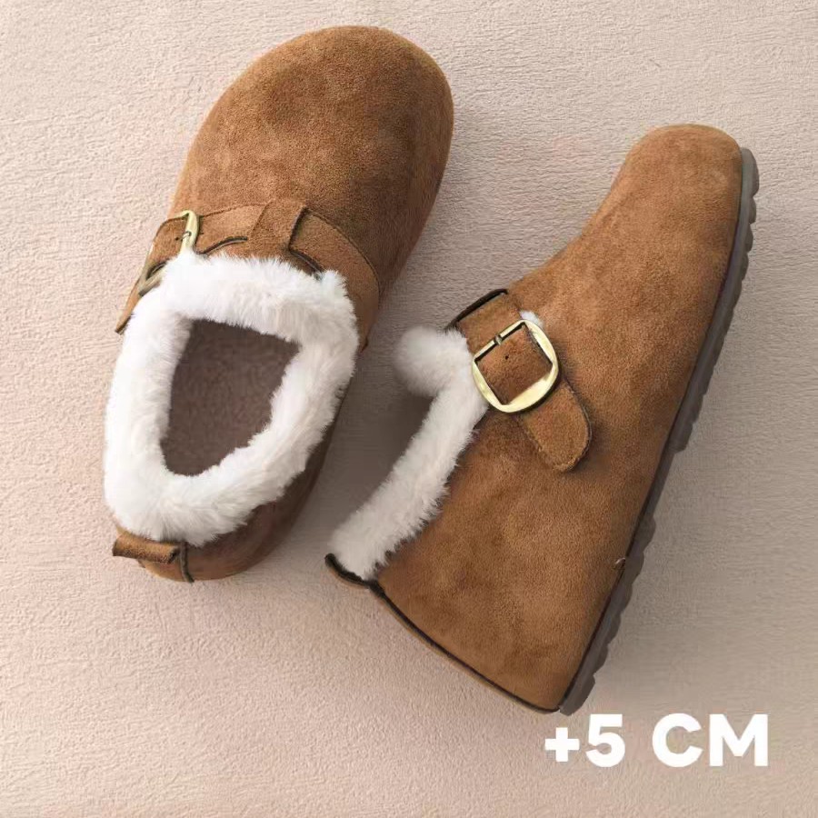 厚底加绒全包勃肯鞋 女增高复古雪地靴保暖棉鞋舒适百搭女款绒面