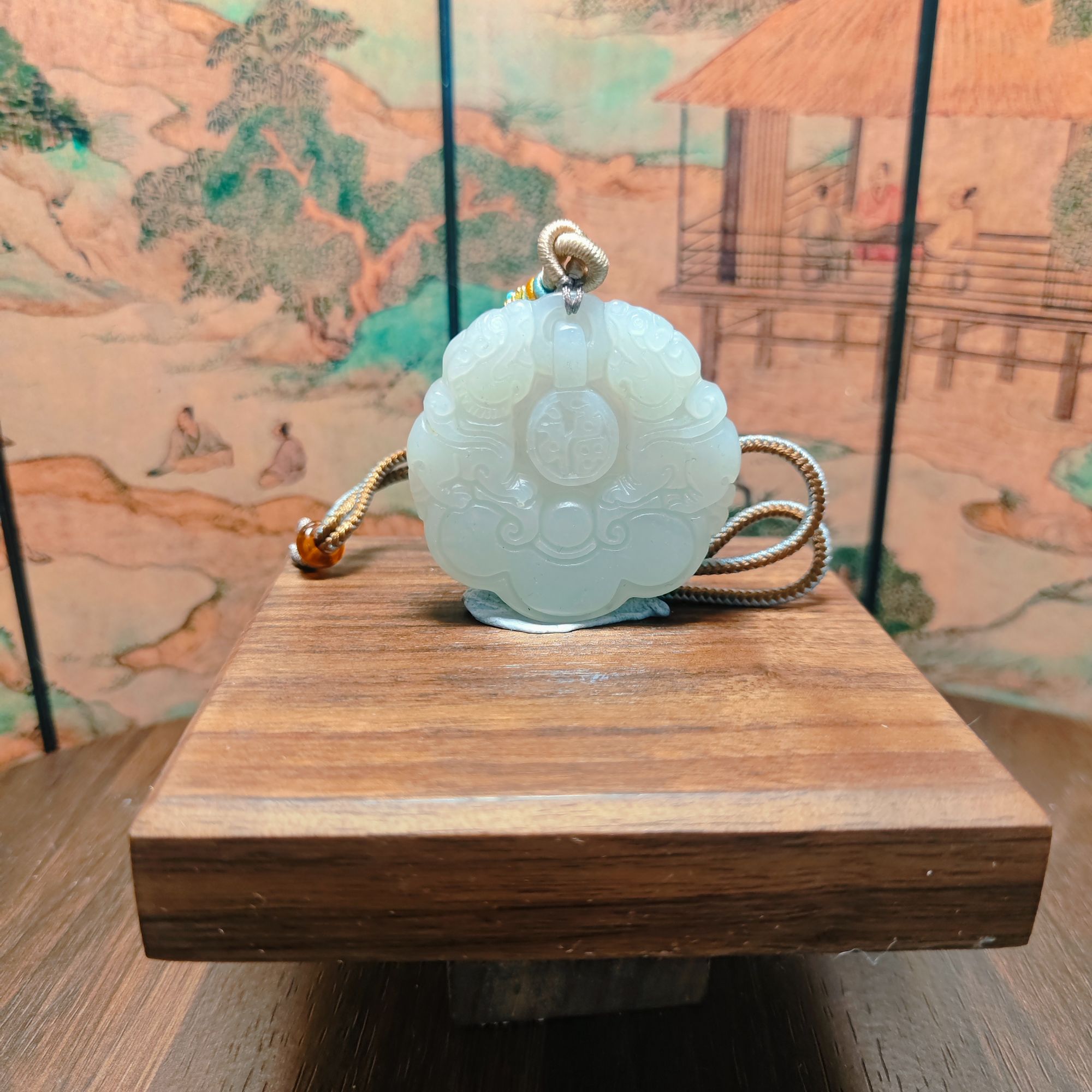J和田玉双龙送福吊坠0383