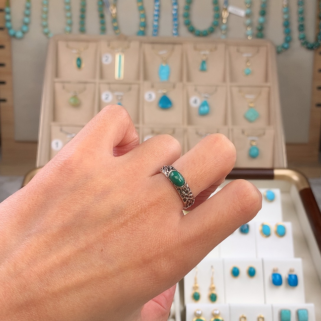 绿松石银S925镶嵌戒指