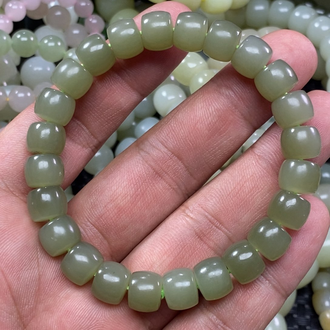 和田玉手链足铂镶嵌