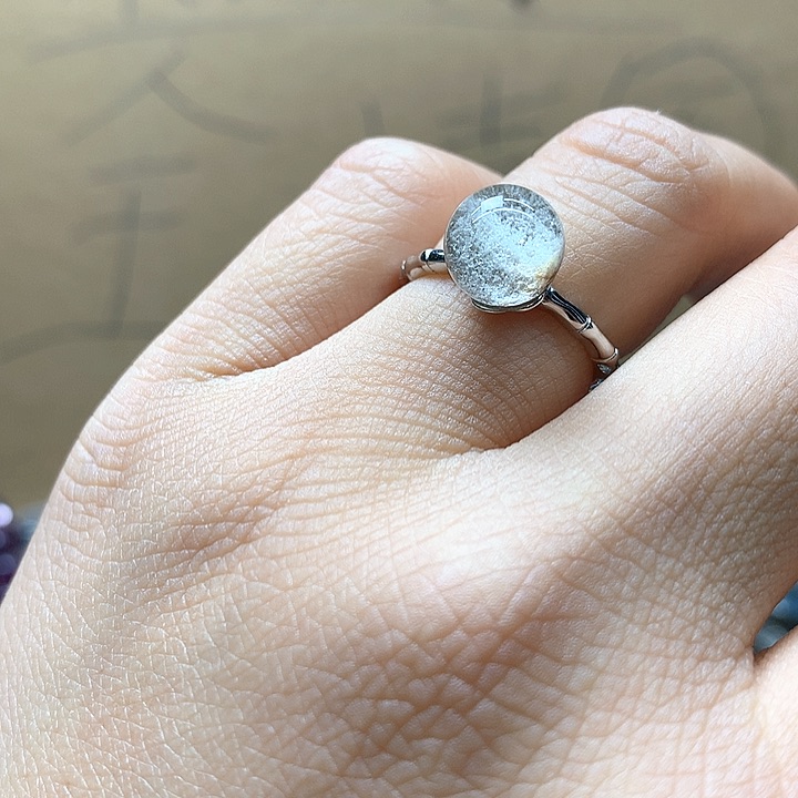 水晶水晶戒指银S925镶嵌