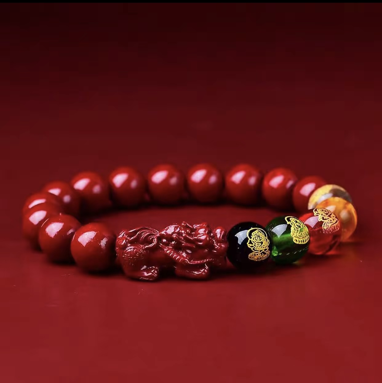 天然辰砂0065朱砂（五路财神）10mm精品手串yw0065（无礼盒）