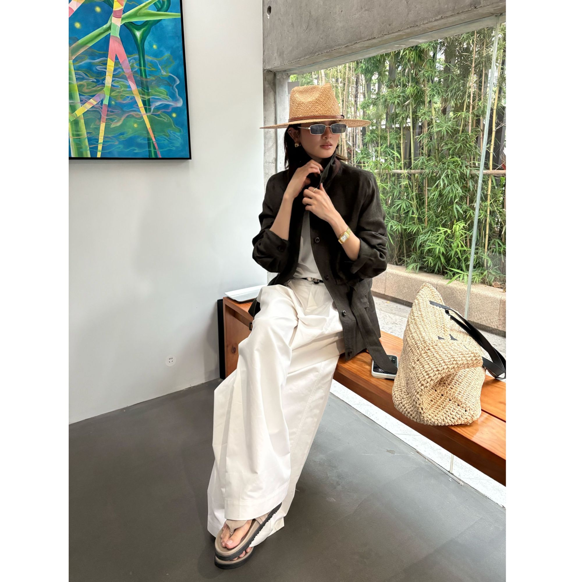 AR |Linda 25/fw 经典老钱亚麻松弛感束腰夹克外套 H07336WT253