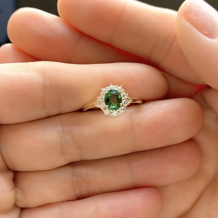 碧玺戒指银S925镶嵌纯天然