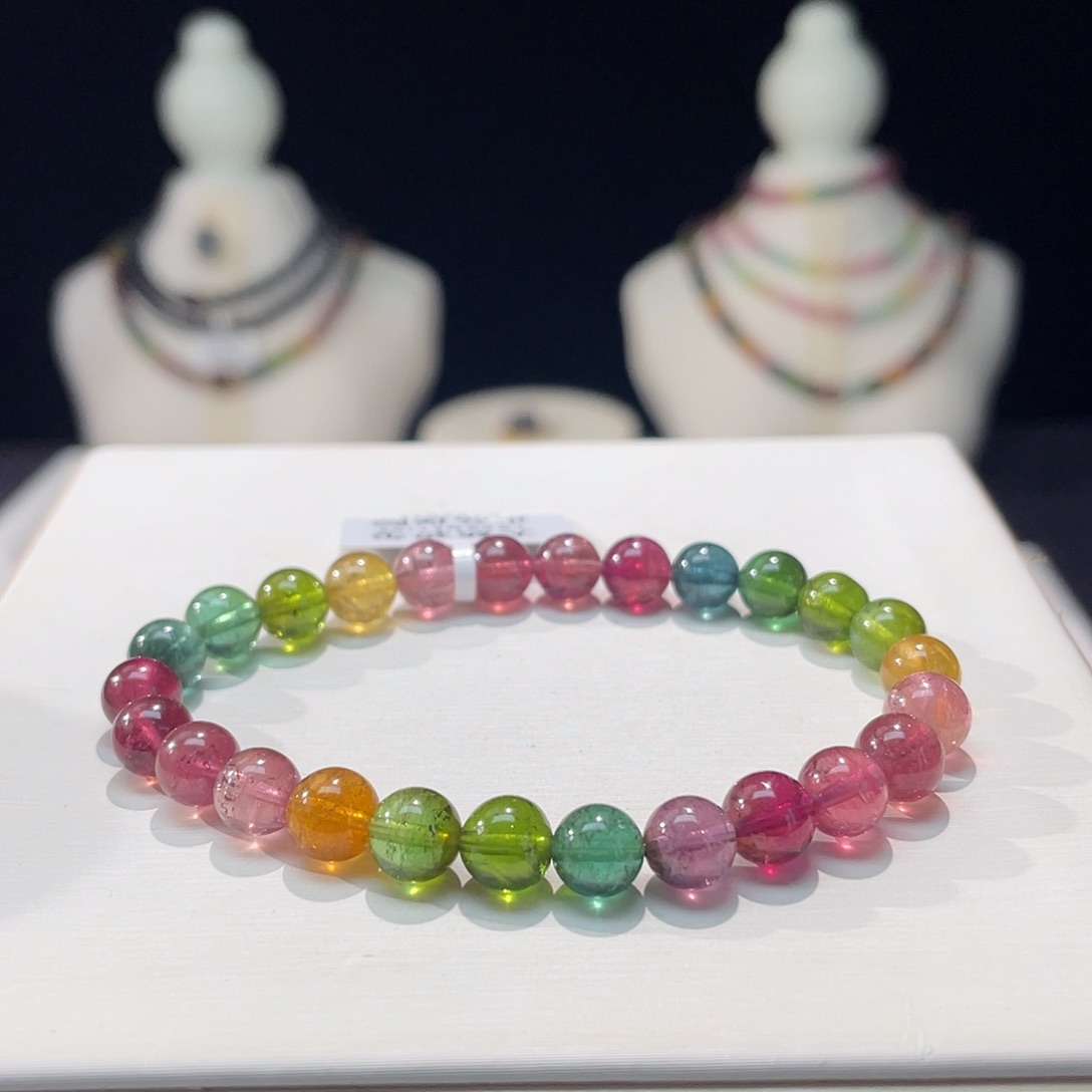 碧玺手串未镶嵌7.3mm±