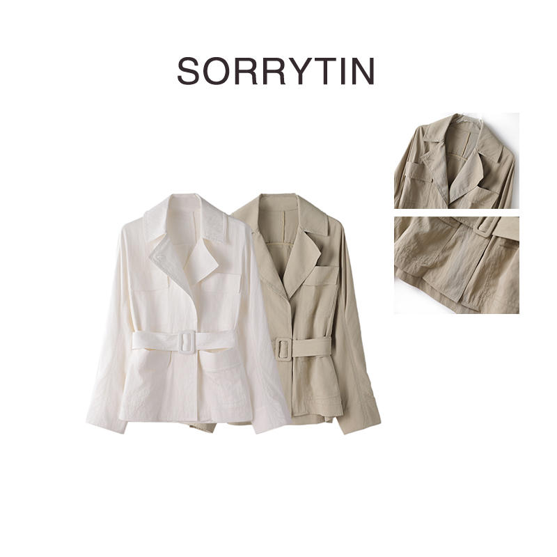 《呼吸配给》思家高品质 少量美国V*N 小宽松高级感腰带短外套风衣