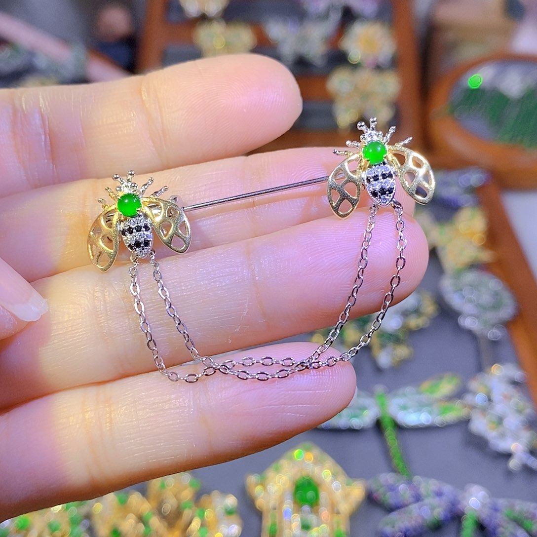 颈饰银S925镶嵌翡翠