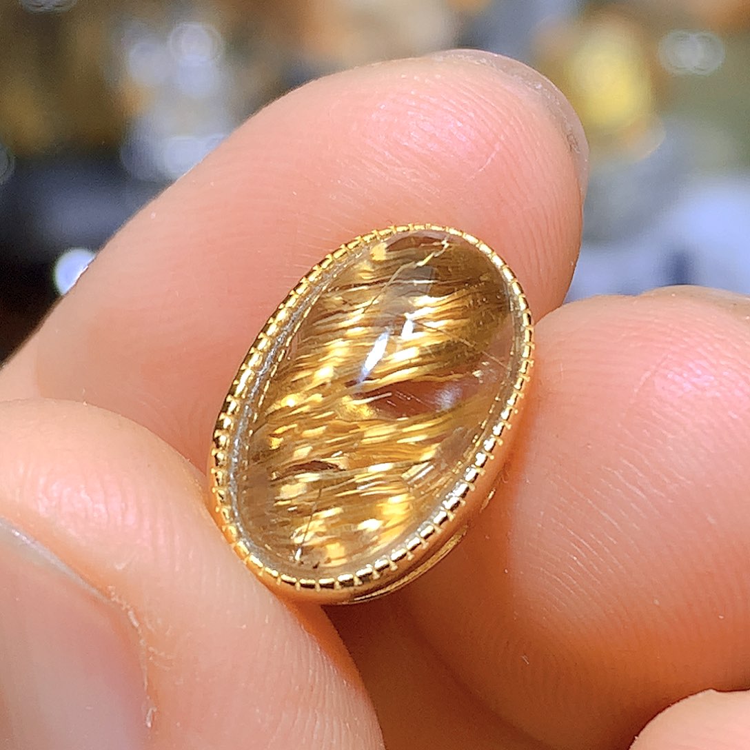 吊坠银S925镀金镶嵌水晶天然水晶