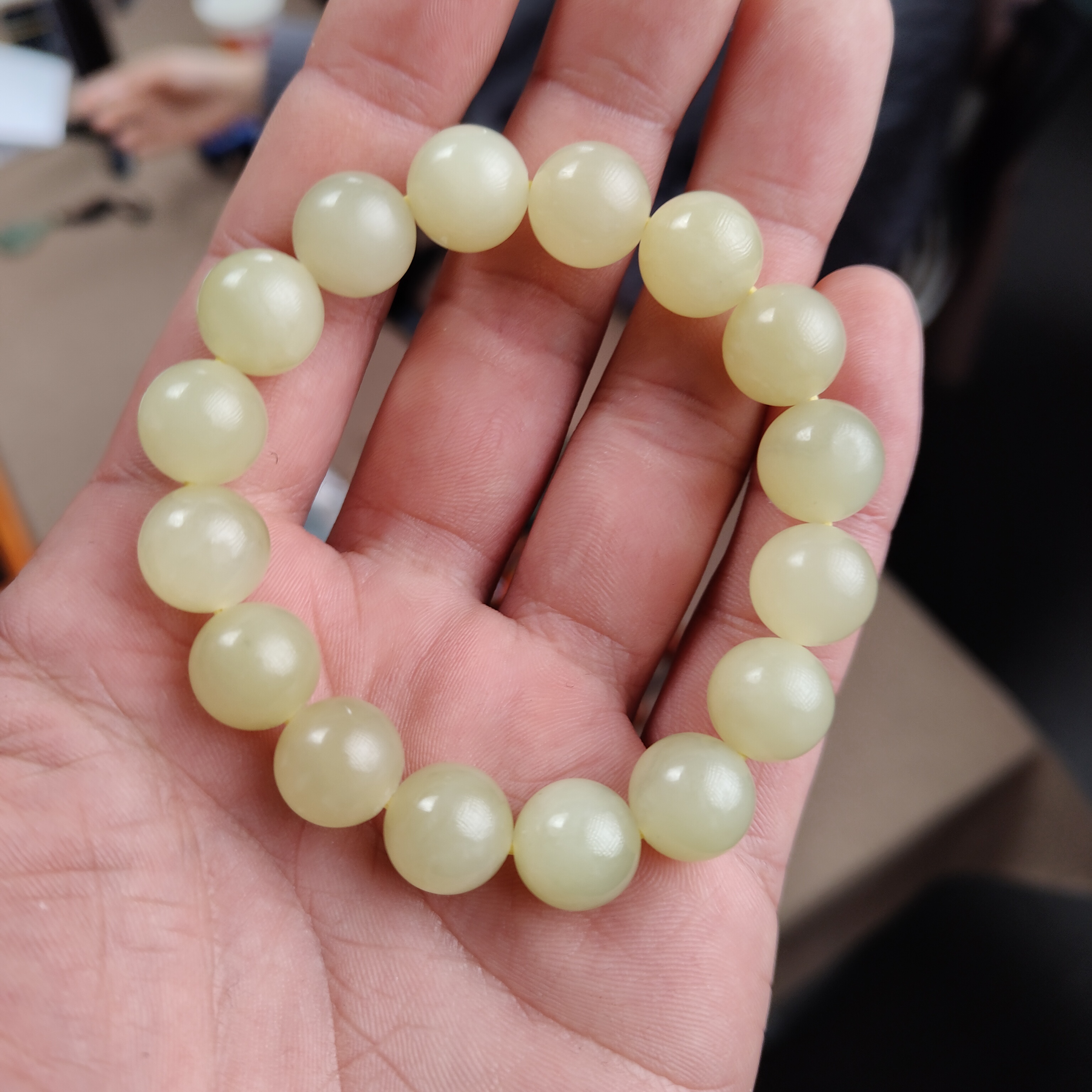 和田玉黄口手串约卡12mm单圈