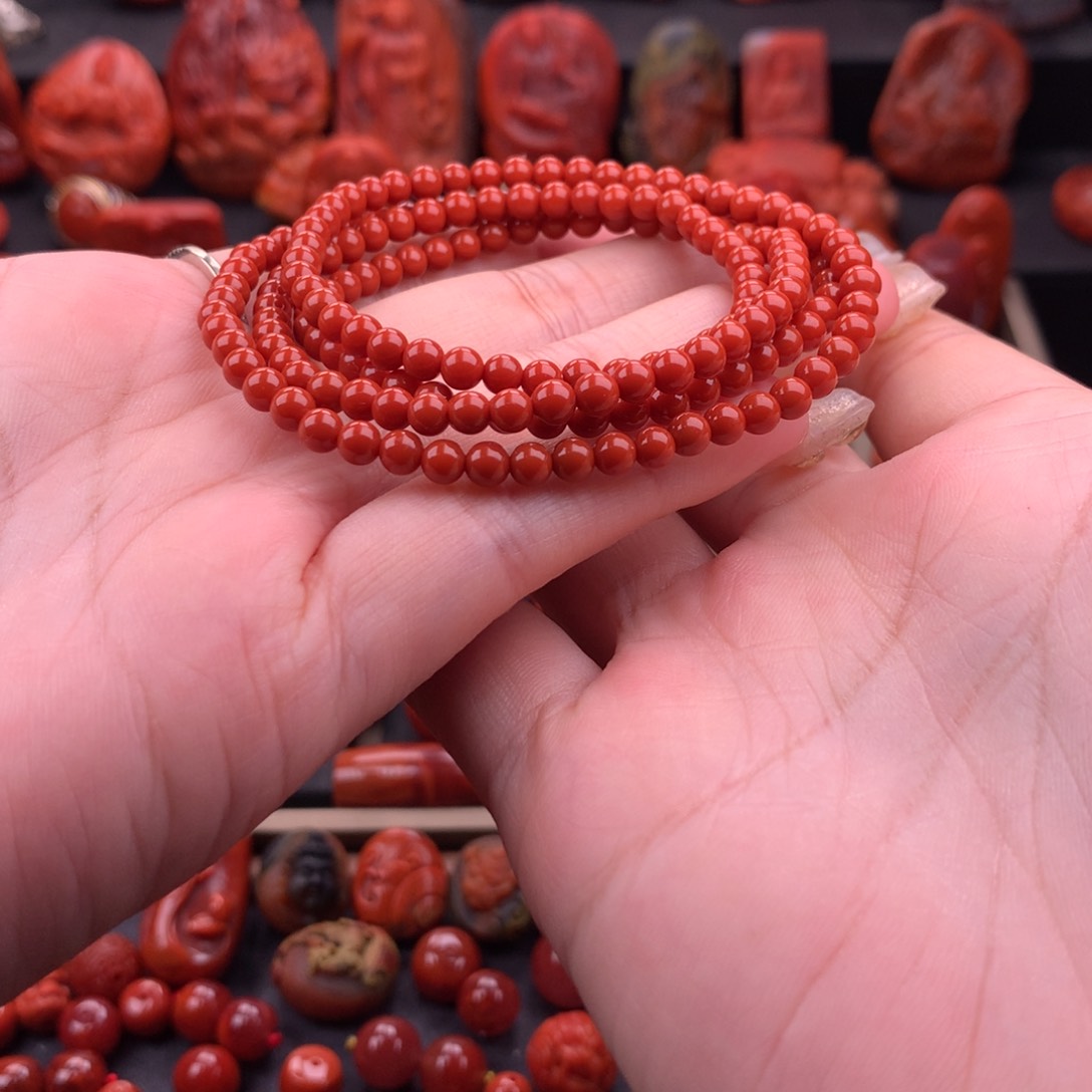 南红玛瑙南红川料佛珠4.2mm未镶嵌