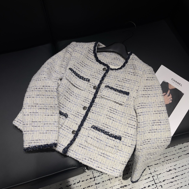 KW【星河小香】南油新款名媛气质高级感重工编织羽绒小香风外套