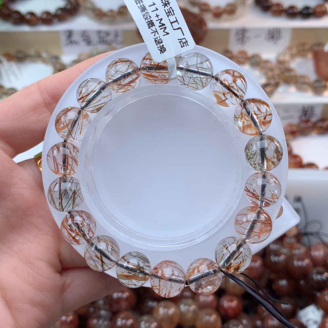 水晶手串未镶嵌黑金超七多样性发其一