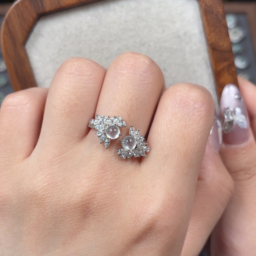 翡翠戒指银S925镶嵌55880