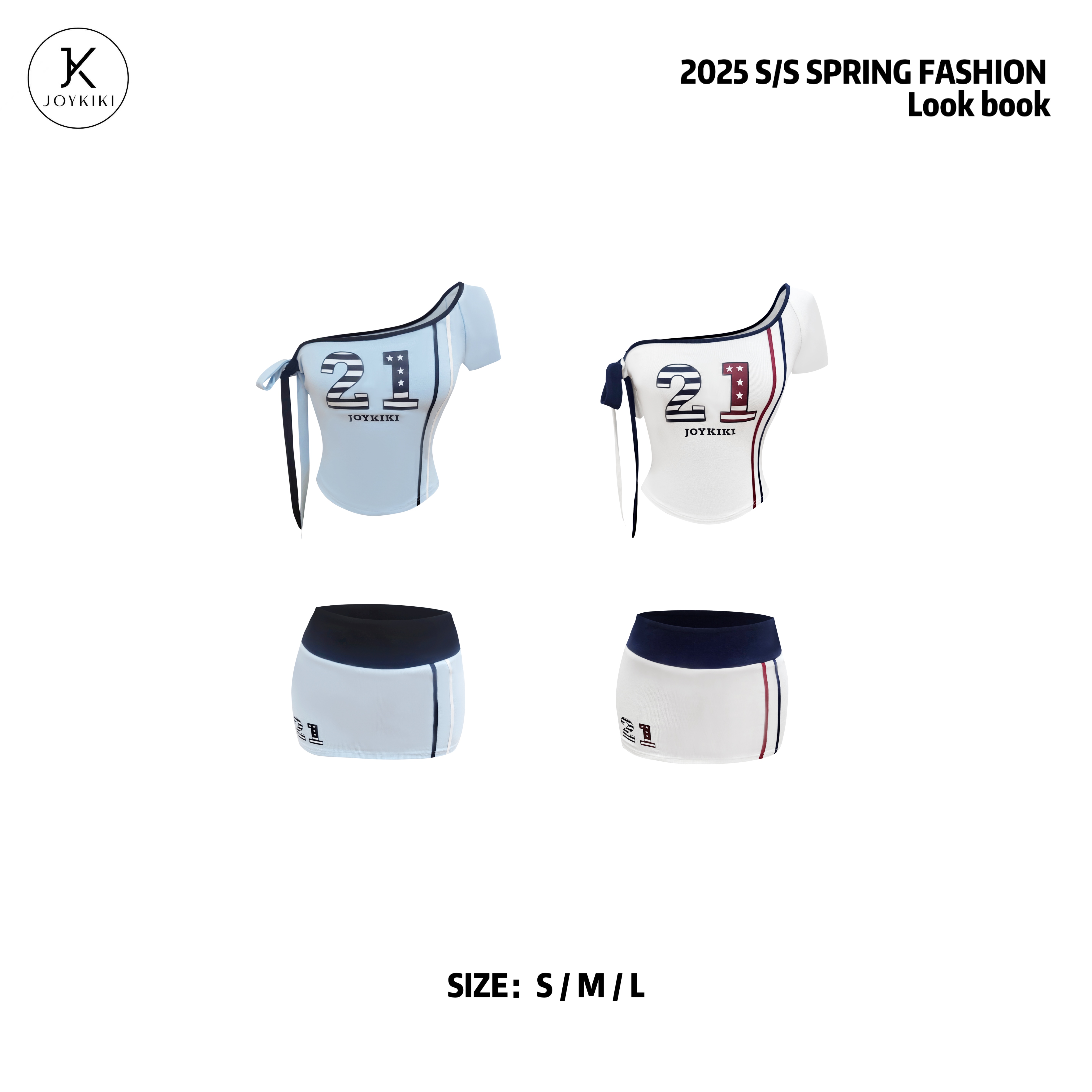 JOY KIKI鹅了么【涩谷焦点】夏季纯欲露肩辣妹显瘦套装 J25B581