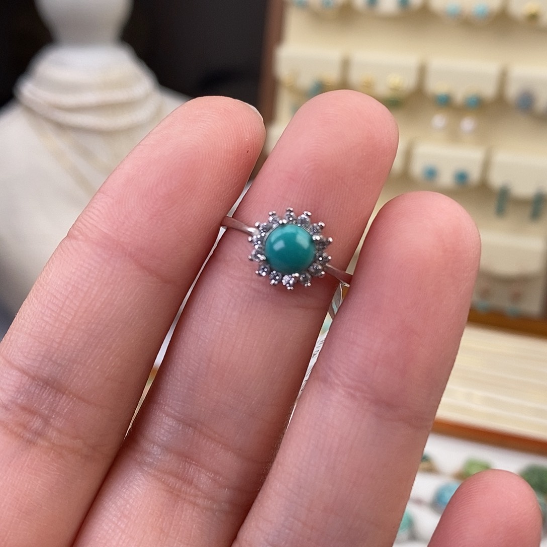 绿松石戒指银S925镶嵌