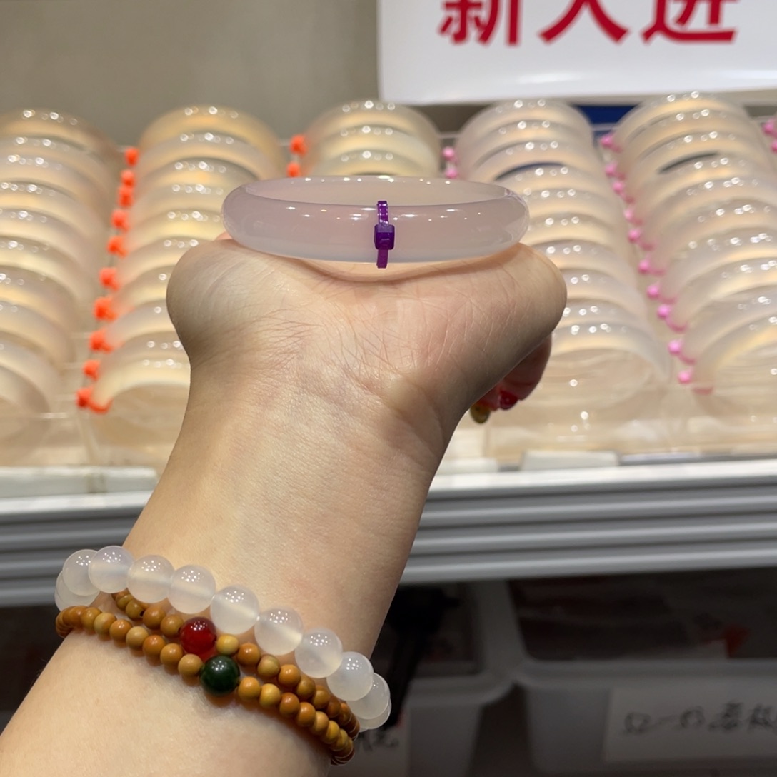 二***倩玛瑙/玉髓未镶嵌手镯@定向冰紫@【57】