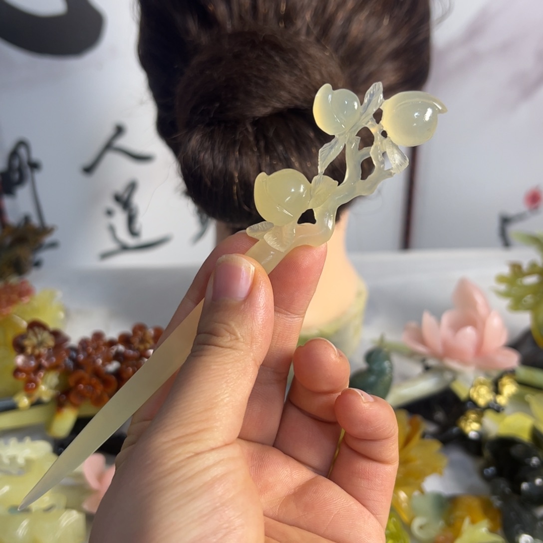 定制蛇纹石玉毛货发饰