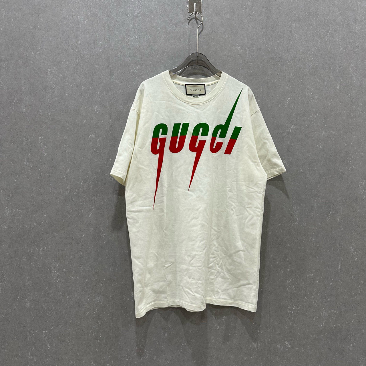 95新 GUCCI/古驰 字母印花圆领短袖L码003630无水洗标