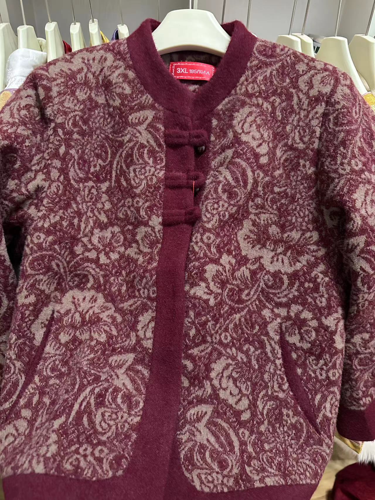 新年款加棉加厚中长款花色时尚中老年女装气质纽扣ins女士加绒