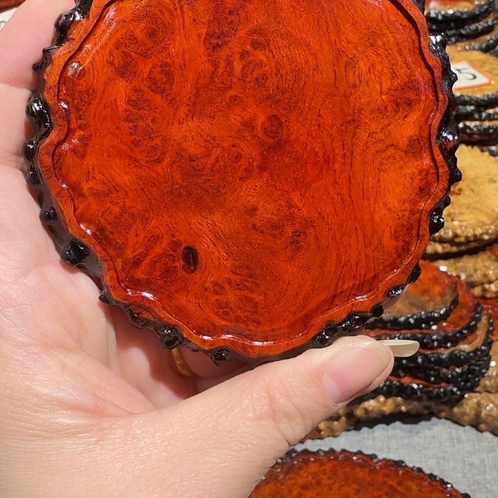 红***）缅甸花梨瘤疤小杯垫9.5/9.5/1