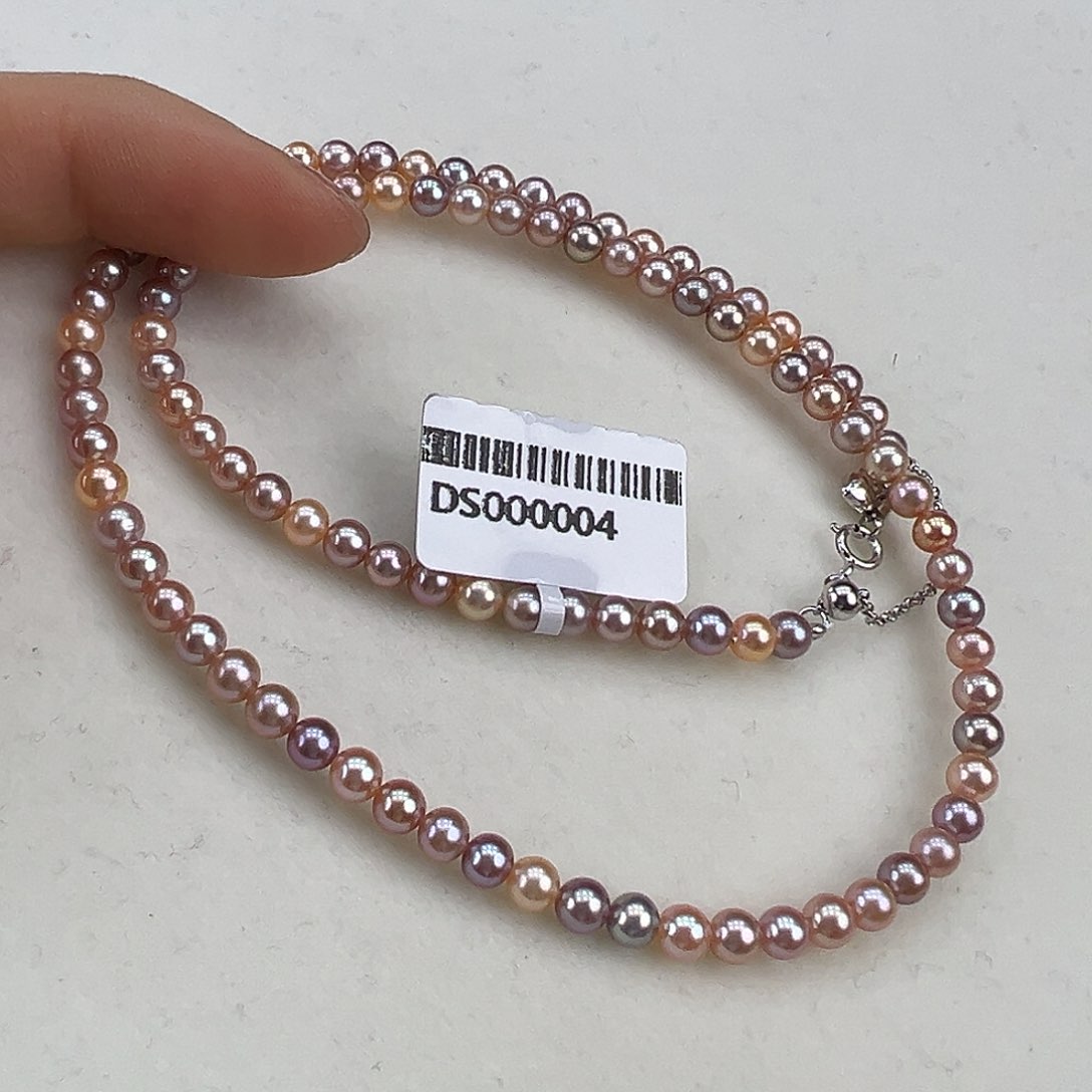 淡水珍珠银S925镶嵌颈饰➕4-4.5高品极光