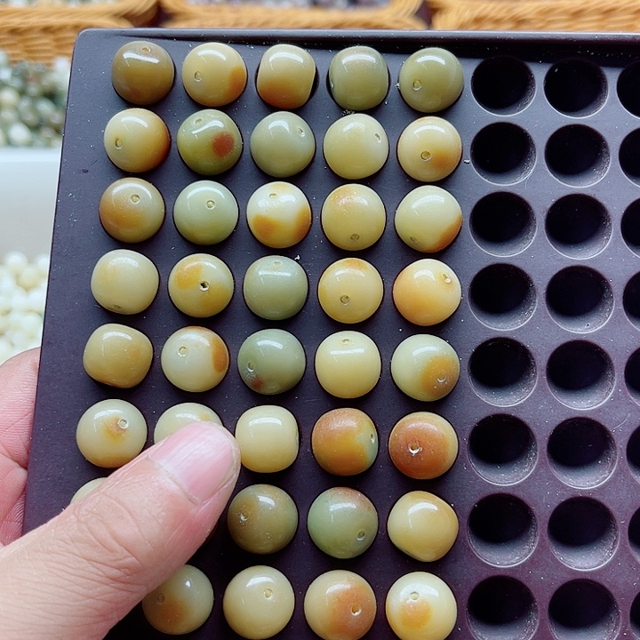 白玉菩提手串精品13-12脏桶珠50颗