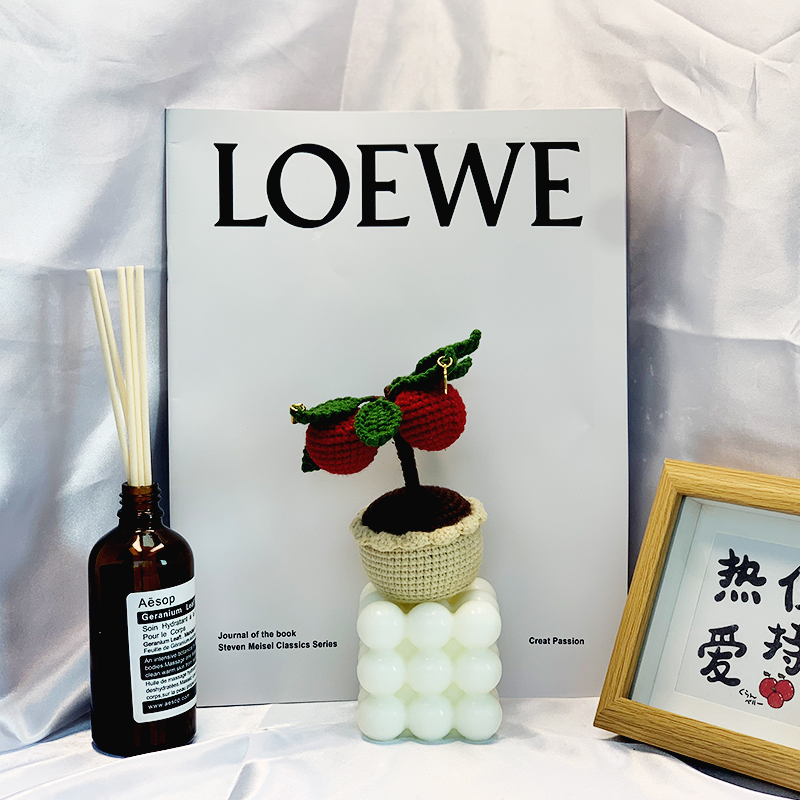 苹果盆栽 手工钩织手工DIY百搭时尚创意玩偶钩织